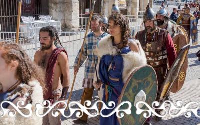 GJR Grands Jeux Romains 2017 La Reine Celte Boudicca Boadicea guerriero guerrieri guerriere guerriera donna celta celti auxilia romani arena romana aréne de Nimes