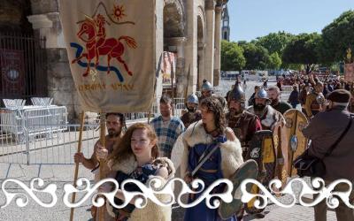 GJR Grands Jeux Romains 2017 La Reine Celte Boudicca Boadicea guerriero guerrieri guerriere guerriera donna celta celti auxilia romani arena romana aréne de Nimes